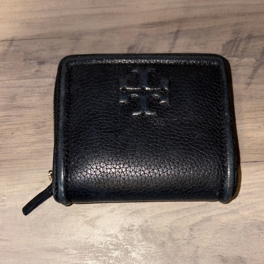 Tory Burch Black Textured Leather Wallet